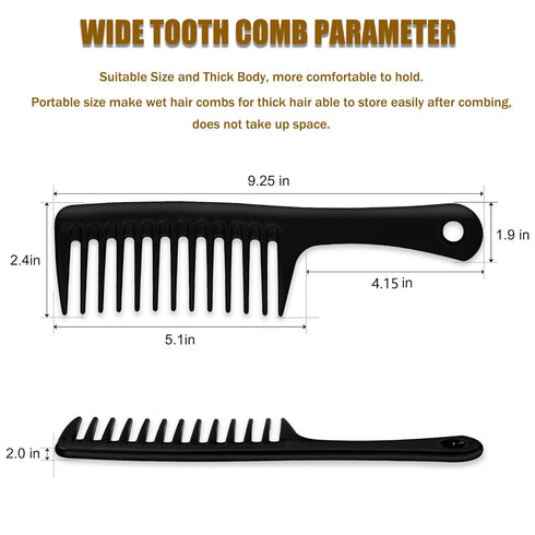 4PCS Wide Tooth Comb, Large Hair Detangling Comb Styling Comb, Professional Women Hair Care Handgrip Comb for Curly, Wet, Long Hair (Black & Blue)...
