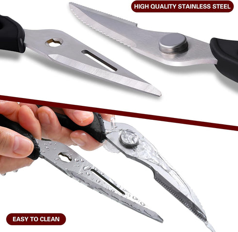 Kitchen Scissors All Purpose for Food, Kitchen Shears Come Apart Dishwasher Safe with Comfort Grip, Ultra Sharp Food Cooking Scissors for Chicken,...