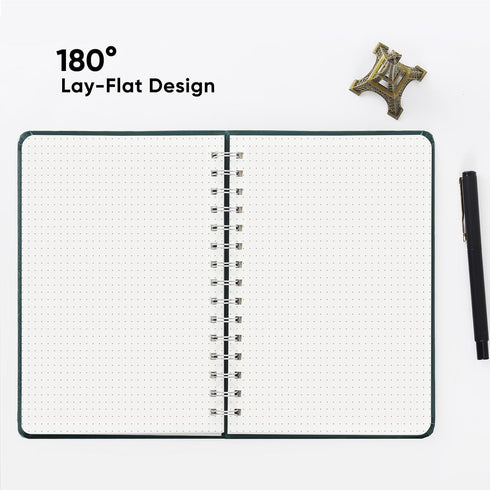 Spiral Dot Grid Notebook, Bullet Dotted Journal Notebook with 100gsm Thick Dotted Paper, Medium 5.75'' × 8.38'', Double-Wire, Hardcover, Inner Poc...