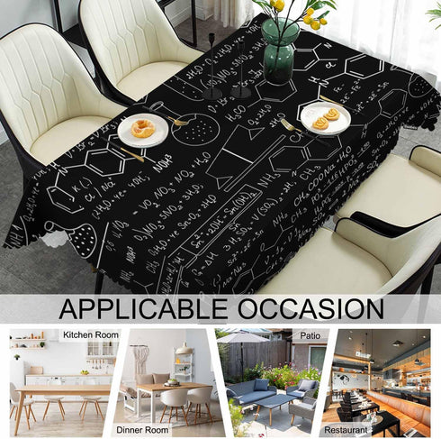 Beabes Tablecloth Chemistry, Chemistry Formulas Laboratory Equipment Rectangular Table Cover Kitchen Table Cloth for Dining Hotel Coffee Parties T...