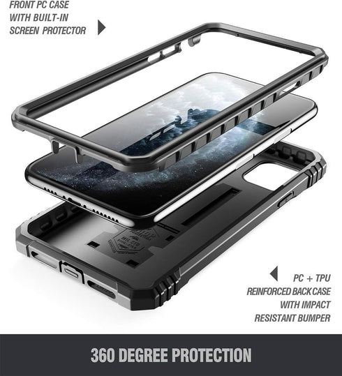iPhone 11 Pro Rugged Case with Kickstand, Poetic Full-Body Dual-Layer Shockproof Protective Cover, Built-in-Screen Protector, Revolution Series, f...