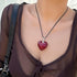 Big Heart Pendant Choker Necklaces - Chunky Glass Puffy Heart Choker Necklace for Women Y2K Grunge Jewelry...