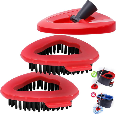 Scrub Brushes 2 Pcs & 1 Base Combo for O Ceda EasyWring 1 Tank System,Mop Head Replacement,Spin Mop Replace Head Brush for Bathroom,Kitchen,Tub an...