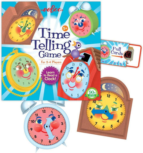 eeBoo: Time Telling Game, Develops Time Telling Skills, Learn to Read a Clock, includes a Score Pad, 4 Clocks, and 50 Game Cards, for 2 to 4 Playe...