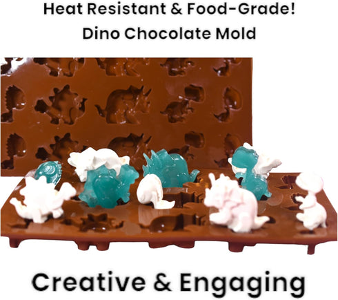 Candy Chocolate Silicone Mold Baking Tray Pan Dinosaur Dino Animal-Themed Shape TREX Non-Stick Food-Grade for Homemade Kids DIY Treats Ice-pops Fr...