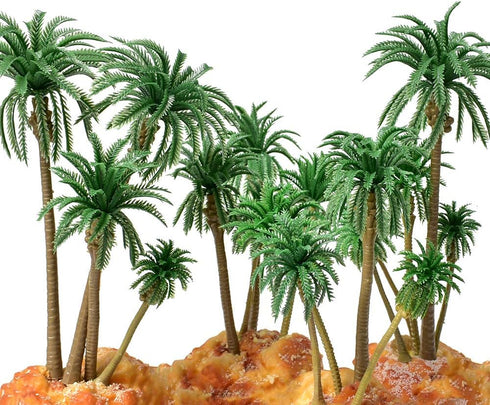HUIANER Palm Tree Model Trees, Miniature Palm Trees Mixed 5 Size Fake Plastic Trees with No Stands for DIY Scenery Landscape Cake Decoration?18PCS...