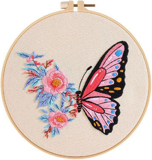Tolovis Animal Butterfly Embroidery Kits for Beginners with Floral Patterns Pattern, Easy DIY Craft Punch Needle Starter Cross Stitch Kit DIY Need...