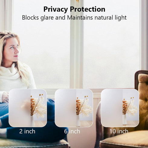 Finnez Window Privacy Film Frosted Glass Electrostatic Privacy Window Film Privacy Protection Window Stickers Anti-UV for Home Living Room Bedroom...