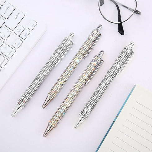 4 Pcs Bling Pen Rhinestone Pen Diamond Pens Metal Ballpoint Pens Bedazzled Pen 4 Pcs 1.0mm Pen Refills for Women Office Birthday Kids Students Gif...