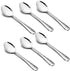 Hammered Teaspoons Set of 6, E-far Stainless Steel Modern Silverware Flatware Dessert Spoons for Home, Kitchen, Restaurant, Round Edge & Mirror Po...