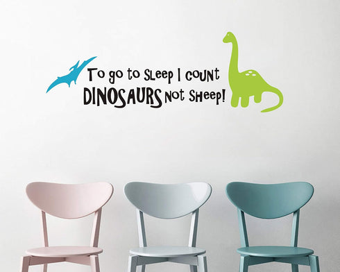 Dinosaur Wall Decals for Kids, to go to Sleep I Count Dinosaurs Not Sheep, Vinyl Wall Stickers for Baby Boys, Kids Bedroom Wall Decor, Nursery Dec...