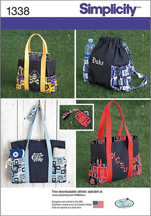 Simplicity 1338 Tote Bag, Backpack, and Coin Purse Sewing Pattern, One Size...