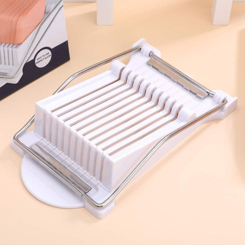 NVTED Slicer, Luncheon Meat Slicer Boiled Egg Fruit Soft Cheese Butter Slicers Cutter, Stainless Steel Wires, Cuts 10 Slices (White)...