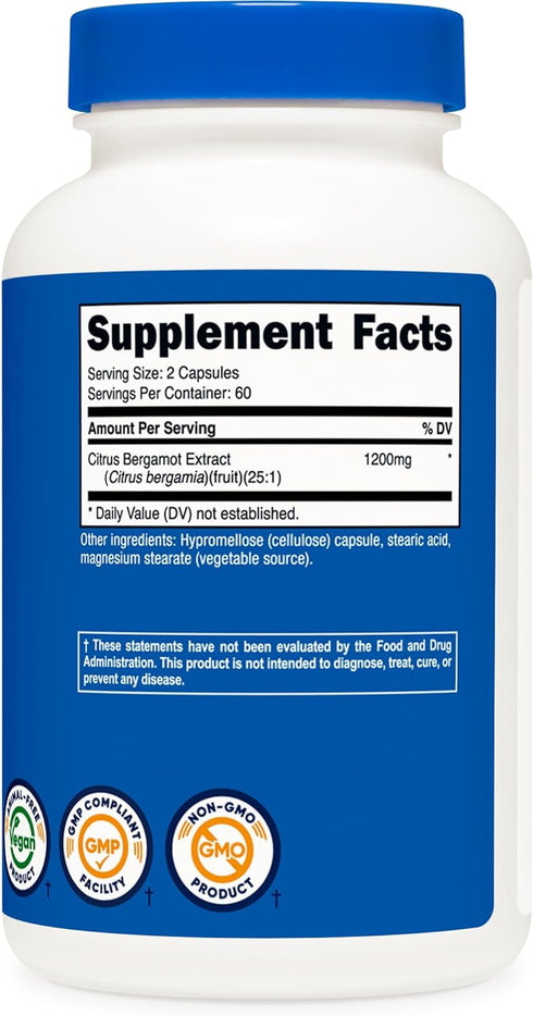Nutricost Citrus Bergamot Capsules 1,200mg, 120 Capsules - 25:1 Bergamot Extract - 60 Servings, Gluten Free, Vegan & Non-GMO...