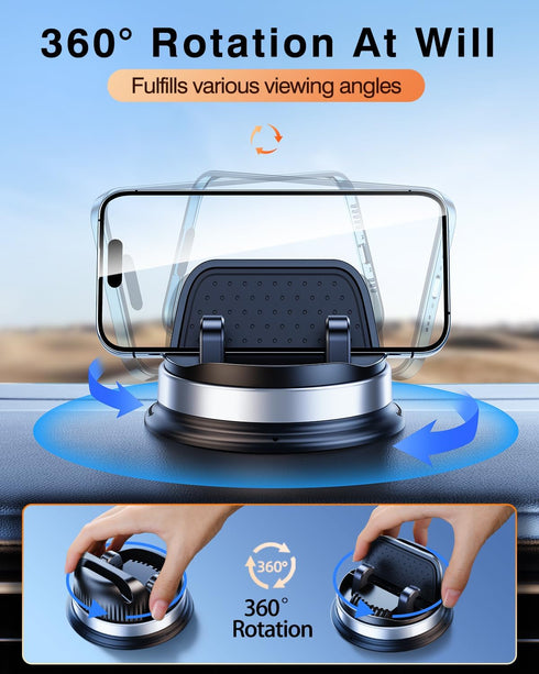 OATSBASF Cell Phone Holder for Car, Dashboard Car Phone Mount 360° Rotatable Car with Non-Slip Silicone, Compatible with iPhone,Samsung,Android Sm...