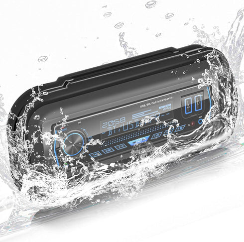 Water Resistant Marine Radio Cover - Boat Stereo Splash Guard Housing - Marine Stereo Waterproof Case for Universal Single DIN Media Receiver...