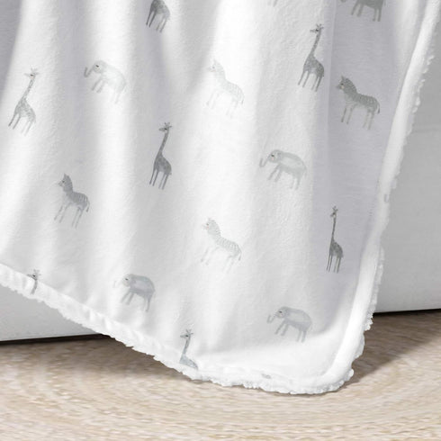 Lush Decor Baby Jungle Adventure Sherpa Blanket, Gray 30" x 40"...