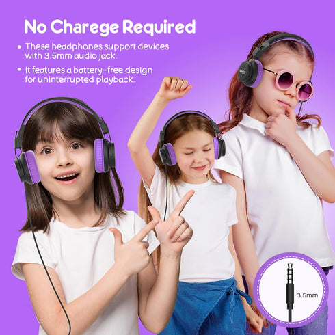 gorsun Kids Headphones, Headphones for Kids for School, 85dB/94dB Volume Limited, Wired Headphones with Mic, Sharing Function, Adjustable Toddler ...