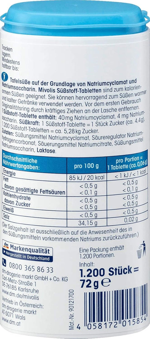 MIVOLIS SWEETENER TABLETS 2400 pcs. - Table Sweeteners | Germany...