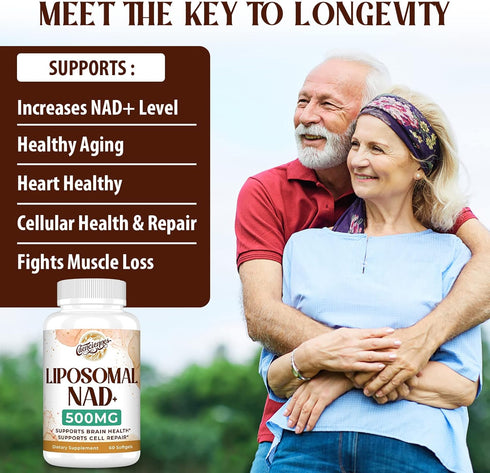 Liposomal NAD+ 500 MG Supplement, True NAD plus Supplement, Superior Absorption, Boost NAD+ More Efficient than Nicotinamide Riboside for Cellular...