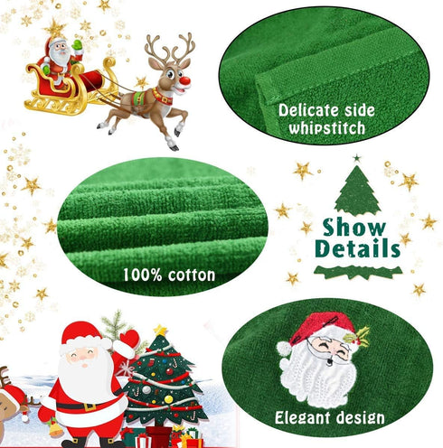 Embroidered Christmas Towels, 3-Pack Gift Set; 100% Cotton, Multi-Purpose Hand & Dish Towels for Kitchen & Bath by LUOWAN...