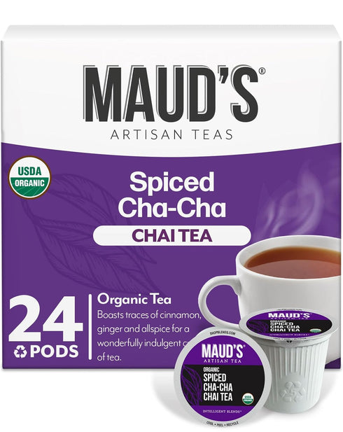Maud's Organic Chai Tea Pods, 24 ct, Recyclable Single Serve Tea Pods – 100% Gourmet Blended Tea Leaves, Compatible with Keurig K Cups Maker...