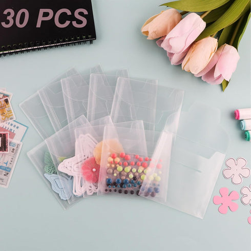 30 Pcs Square Clear Die & Stamp Storage Bag Resealable Transparent Plastic Envelopes Pockets for Cutting Dies Stencil Embossing Crafts for DIY Scr...