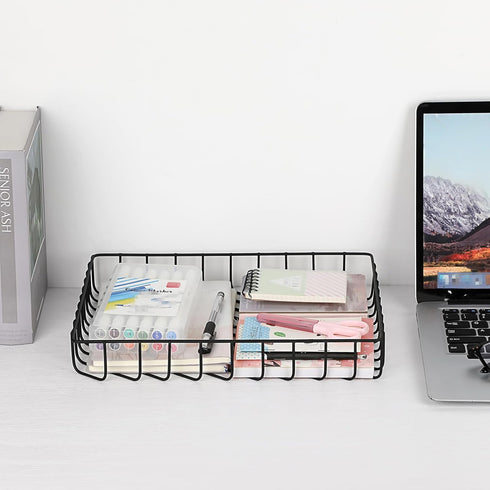 BTSKY Multipurpose A4 File Tray Wire Desk Tray Organizer Elegant Letter Size Desk Documents Tray Magazine Files Storage Basket Organizer Bin for O...