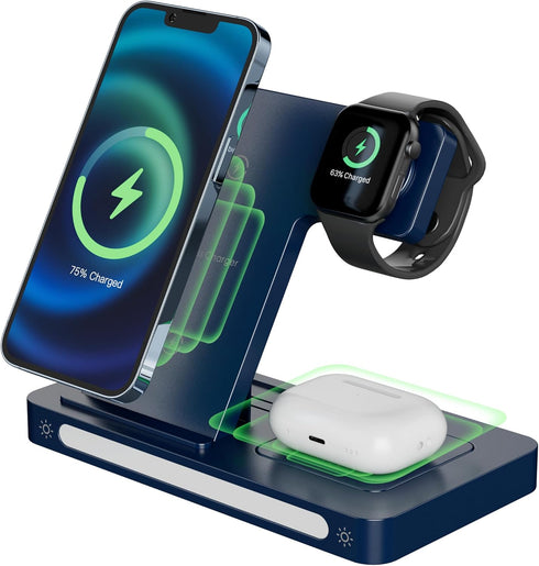Wireless Charger,3 in 1 Wireless Charger Station for Apple iPhone/iWatch/Airpods,iPhone 13/12/11 (Pro, Pro Max)/XS/XR/XS/X/8(Plus),iWatch 7/6/SE/5...