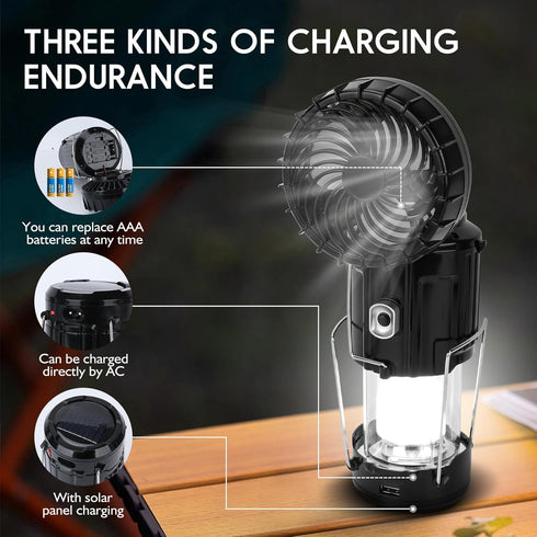 2024 Upgrade Solar Powered Camping Lantern with Fan - Stay cool and well-lit during outdoor adventures with This versatile lantern featuring a bui...