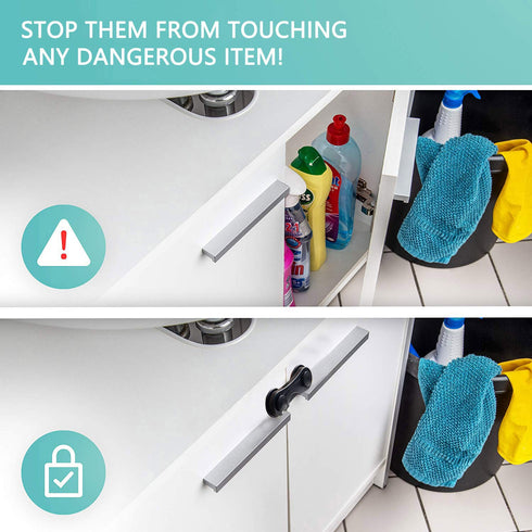 Child Safety Cabinet Locks (10 Pack) - Baby Proofing Latches Lock for Drawers, Toilet Seat, Fridge, Oven with 10 Extra 3M Adhesives (Black)...