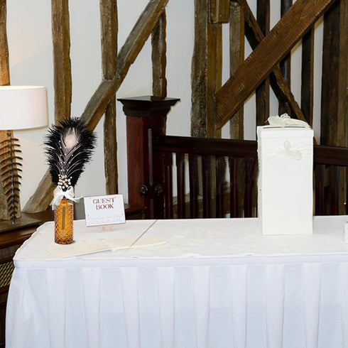 CROWN GUIDE Ostrich Feather Quill Ballpoint Pen for Wedding Guest Book Signing Reception Bridal Shower 50th Anniversary, Fancy Nikkah Pen for Brid...