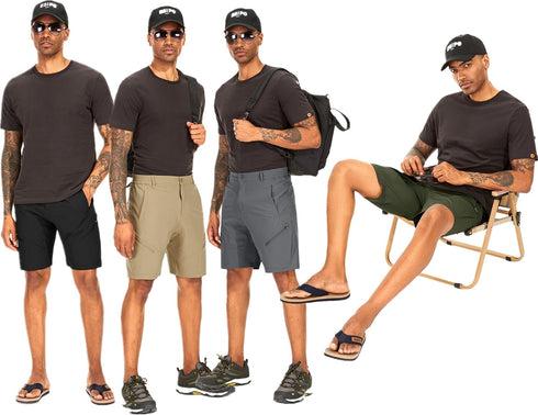 Men's Outdoor Casual Elastic Waist Lightweight Stretch Quick Dry Cargo Fishing Hiking Shorts #6229-Army Green-42...