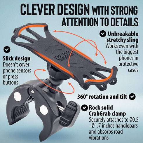 Upgraded 2025 Bicycle & Motorcycle Phone Mount - The Most Secure & Reliable Bike Phone Holder for iPhone, Samsung or Any Smartphone. Stress-Resist...