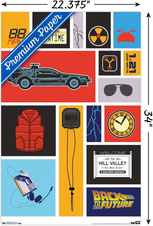 Trends International Back to the Future - Grid Wall Poster, 22.375" x 34", Premium Poster & Mount Bundle...
