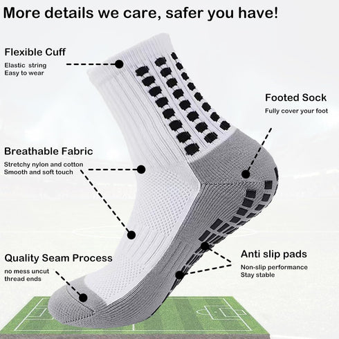 Anti Slip Athletic Grip Socks,Grip Soccer Socks with Grippers,Stretch Athletic Socks for Sports...