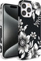 Hi Space Compatible with iPhone 15 Pro Case White Flower 6.1 inch 5G 2023, Design Flower Floral Case for iPhone 15 Pro, Raised Lips Anti-Scratch P...