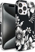 Hi Space Compatible with iPhone 15 Pro Case White Flower 6.1 inch 5G 2023, Design Flower Floral Case for iPhone 15 Pro, Raised Lips Anti-Scratch P...