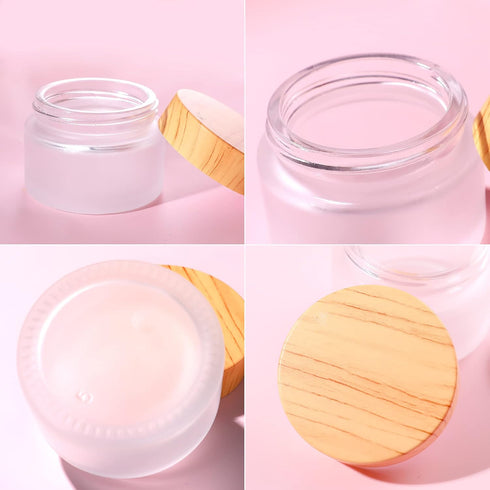 50 Gram/ml Glass Cosmetic Containers with lids?Round Frosted Cosmetic Jars with Leakproof lids,Small Empty Glass Sample Jars for Makeup Lip Scrub ...