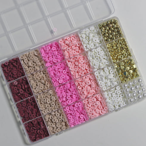 MELIUS Clay Beads Friendship Bracelet Making Kit, Polymer Beads and Spacer Beads with Pearl Beads in 24 Grid Box for Jewelry Making, DIY Bracelets...