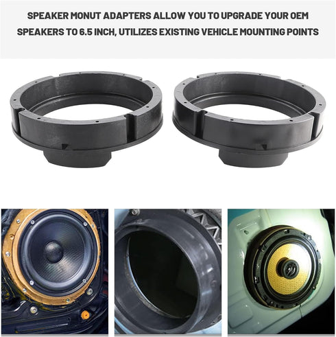 6.5 Inch Speaker Adapters Plate Spacer for VW 1999-2019, Porsche 2000-2006, Skoda 2005-2013, Seat 1999-2005 Aftermarket Front Door Speaker Adapter...