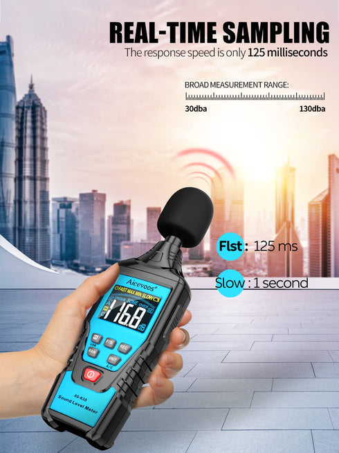 decibel meter spl meter Sound Level Meter dB Meter Sound and Noise Meters Measuring 30 dB to 130 dB...
