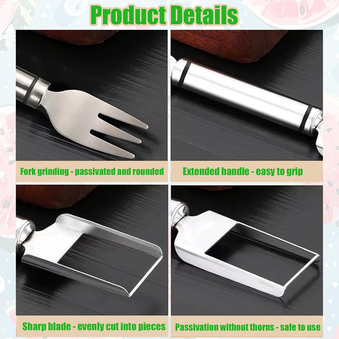 2024 New 2Pcs 2-in-1 Watermelon Fork Slicer Cutter Stainless Steel Summer Watermelon Cutter for Kitchen Gadget Camping Home Party...