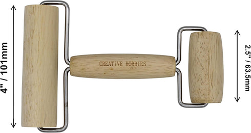 Creative Hobbies Hardwood Pony Roller - 2 in 1 Design Dual Roller Tool for Ceramic, Pottery Clay Working, Rhinestone Embroidery Diamond Painting, ...