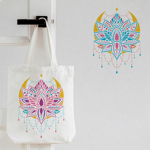 FINGERINSPIRE Lotus Stencils 11.7x8.3 inch A4 Plastic Flowers Drawing Painting Stencils Mandala Flower Wall Stencils Reusable Stencils for Paintin...