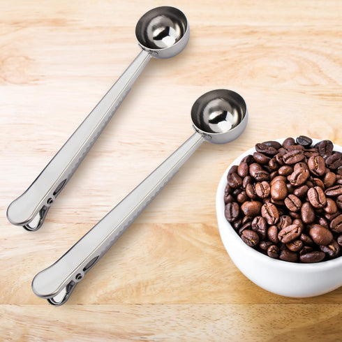 10 PCS Scoop with Clip,2-in-1 Stainless Steel Coffee Scoop and Bag Clip for Measuring Coffee, Tea?Protein Powder, Instant Drinks...
