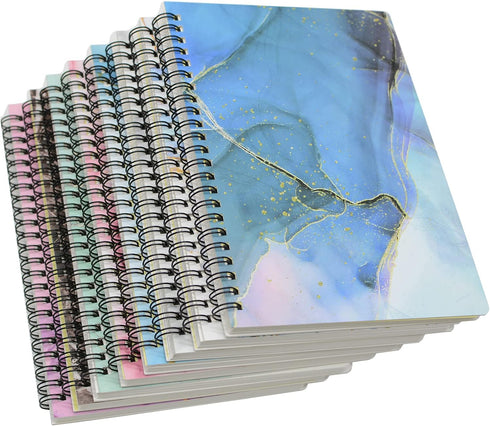 Yansanido Spiral Notebook, 8 Pcs A5 Marble Design Thick Hardcover 7mm College Ruled 80 Sheets -160 Pages Journals for Study and Notes (8 Style A5)...