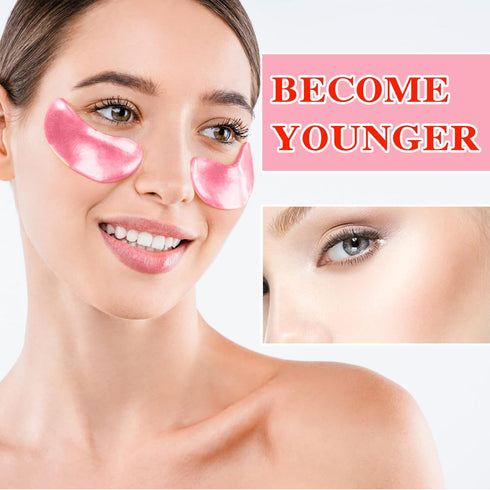 Eye Mask 60 pcs,Pink Collagen Under Eye Patches,Puffy Eyes and Dark Circles Treatments,Improve Reduce Under Eye Bags Smooth Wrinkles and Lighthen ...