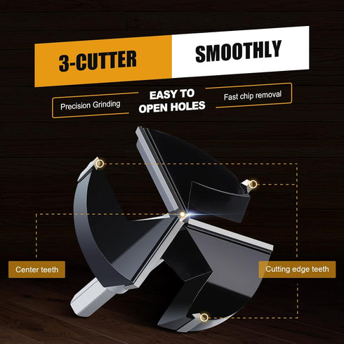 2-3/8" | 60mm Forstner Drill Bit,Triple Flute Tungsten Carbide Tipped - for Hard Wood,Soft Wood Woodworking Hinge Cutter Tool Kits for Veneered Pl...