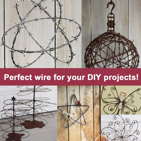 4 Point Barbed Wire, 18 Gauge Real Barb Wire Roll 20 Feet Barbwire for Fence, Baseball Bat, Bird Feeder, Garden & Crafts...